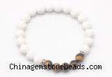 CGB8273 8mm white lava & grade AA yellow tiger eye beaded mala stretchy bracelets