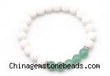 CGB8275 8mm white lava & green aventurine beaded mala stretchy bracelets