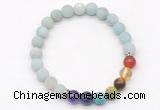 CGB8305 8mm matte amazonite 7 chakra beaded mala stretchy bracelets