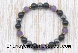 CGB8322 8mm matte amethyst, black onyx & hematite energy bracelet