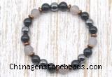 CGB8323 8mm matte grey agate, black onyx & hematite energy bracelet