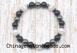 CGB8351 8mm Tibetan agate, black onyx & hematite energy bracelet