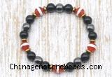 CGB8352 8mm Tibetan agate, black onyx & hematite energy bracelet
