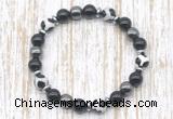 CGB8353 8mm Tibetan agate, black onyx & hematite energy bracelet