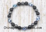 CGB8354 8mm Tibetan agate, black onyx & hematite energy bracelet