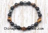 CGB8361 8mm yellow tiger eye, black onyx & hematite energy bracelet