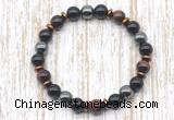 CGB8363 8mm red tiger eye, black onyx & hematite energy bracelet