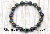 CGB8367 8mm green tiger eye, black onyx & hematite energy bracelet