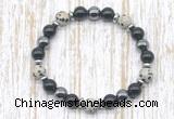 CGB8374 8mm dalmatian jasper, black onyx & hematite energy bracelet