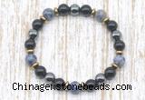 CGB8378 8mm blue spot stone, black onyx & hematite energy bracelet