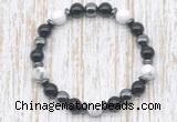 CGB8380 8mm white howlite, black onyx & hematite energy bracelet