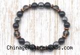 CGB8401 8mm smoky quartz, black onyx & hematite energy bracelet