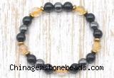 CGB8410 8mm citrine, black onyx & hematite energy bracelet