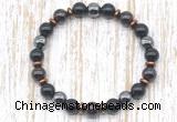 CGB8414 8mm garnet, black onyx & hematite energy bracelet