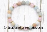 CGB8420 8mm matte amazonite, rose quartz & hematite power beads bracelet