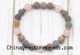 CGB8427 8mm matte picasso jasper, rose quartz & hematite power beads bracelet