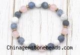 CGB8430 8mm matte sodalite, white howlite, rose quartz & hematite power beads bracelet