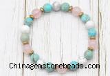 CGB8439 8mm sea sediment jasper, white howlite, rose quartz & hematite power beads bracelet