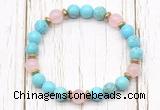 CGB8452 8mm blue howlite turquoise, rose quartz & hematite power beads bracelet