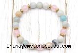 CGB8453 8mm amazonite, rose quartz & hematite power beads bracelet