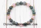 CGB8458 8mm India agate, rose quartz & hematite power beads bracelet