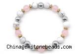 CGB8487 8mm rose quartz, white howlite & hematite energy bracelet