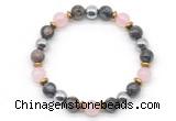 CGB8490 8mm rose quartz, grey opal & hematite energy bracelet