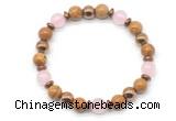 CGB8494 8mm rose quartz, wooden jasper & hematite energy bracelet