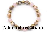 CGB8495 8mm rose quartz, zebra jasper & hematite energy bracelet