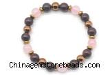 CGB8498 8mm rose quartz, brecciated jasper & hematite energy bracelet