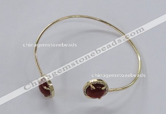 CGB850 10mm flat round agate gemstone bangles wholesale