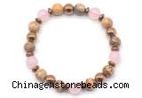 CGB8500 8mm rose quartz, picture jasper & hematite energy bracelet