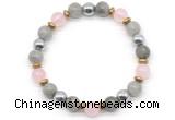 CGB8519 8mm rose quartz, labradorite & hematite energy bracelet