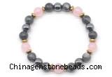 CGB8521 8mm rose quartz, black labradorite & hematite energy bracelet