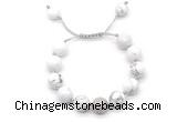 CGB8550 12mm round white howlite adjustable macrame bracelets