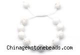 CGB8551 12mm round white howlite adjustable macrame bracelets