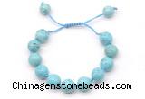 CGB8552 12mm round blue howlite adjustable macrame bracelets