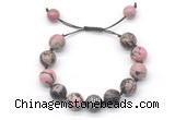 CGB8561 12mm round rhodonite adjustable macrame bracelets