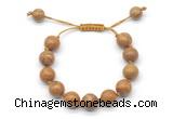 CGB8575 12mm round wooden jasper adjustable macrame bracelets