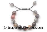 CGB8605 12mm round Botswana agate adjustable macrame bracelets