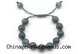 CGB8609 12mm round moss agate adjustable macrame bracelets