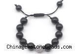 CGB8613 12mm round black onyx adjustable macrame bracelets