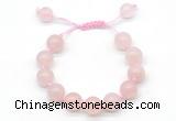 CGB8617 12mm round rose quartz adjustable macrame bracelets