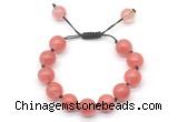 CGB8623 12mm round cherry quartz adjustable macrame bracelets