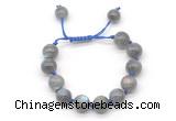 CGB8628 12mm round labradorite adjustable macrame bracelets