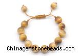 CGB8633 12mm round golden tiger eye adjustable macrame bracelets