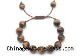 CGB8634 12mm round yellow tiger eye adjustable macrame bracelets