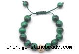 CGB8638 12mm round green tiger eye adjustable macrame bracelets