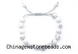CGB8650 8mm,10mm round white howlite adjustable macrame bracelets