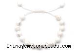 CGB8651 8mm,10mm round white howlite adjustable macrame bracelets